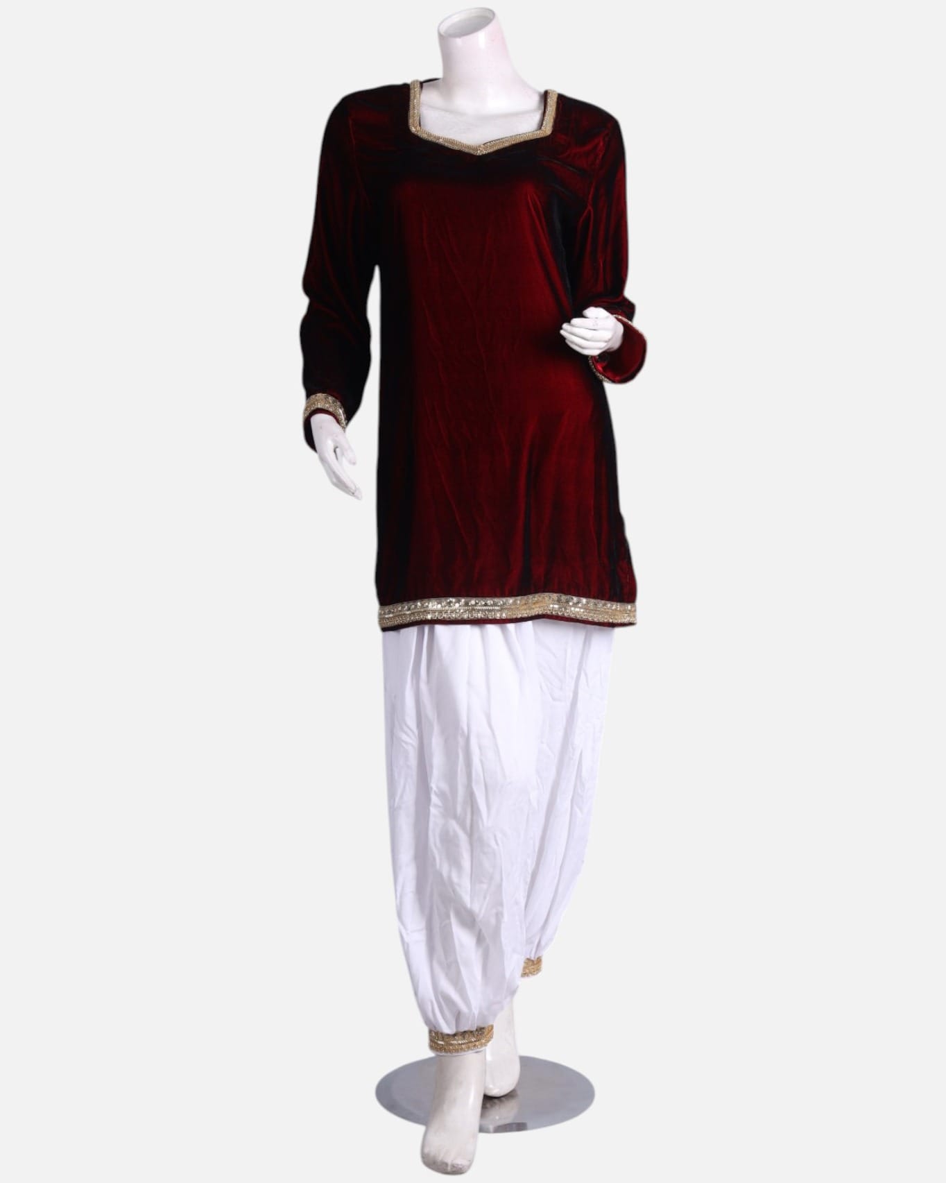 Afghan Punjabi Set in Silk Velvet Fabric
