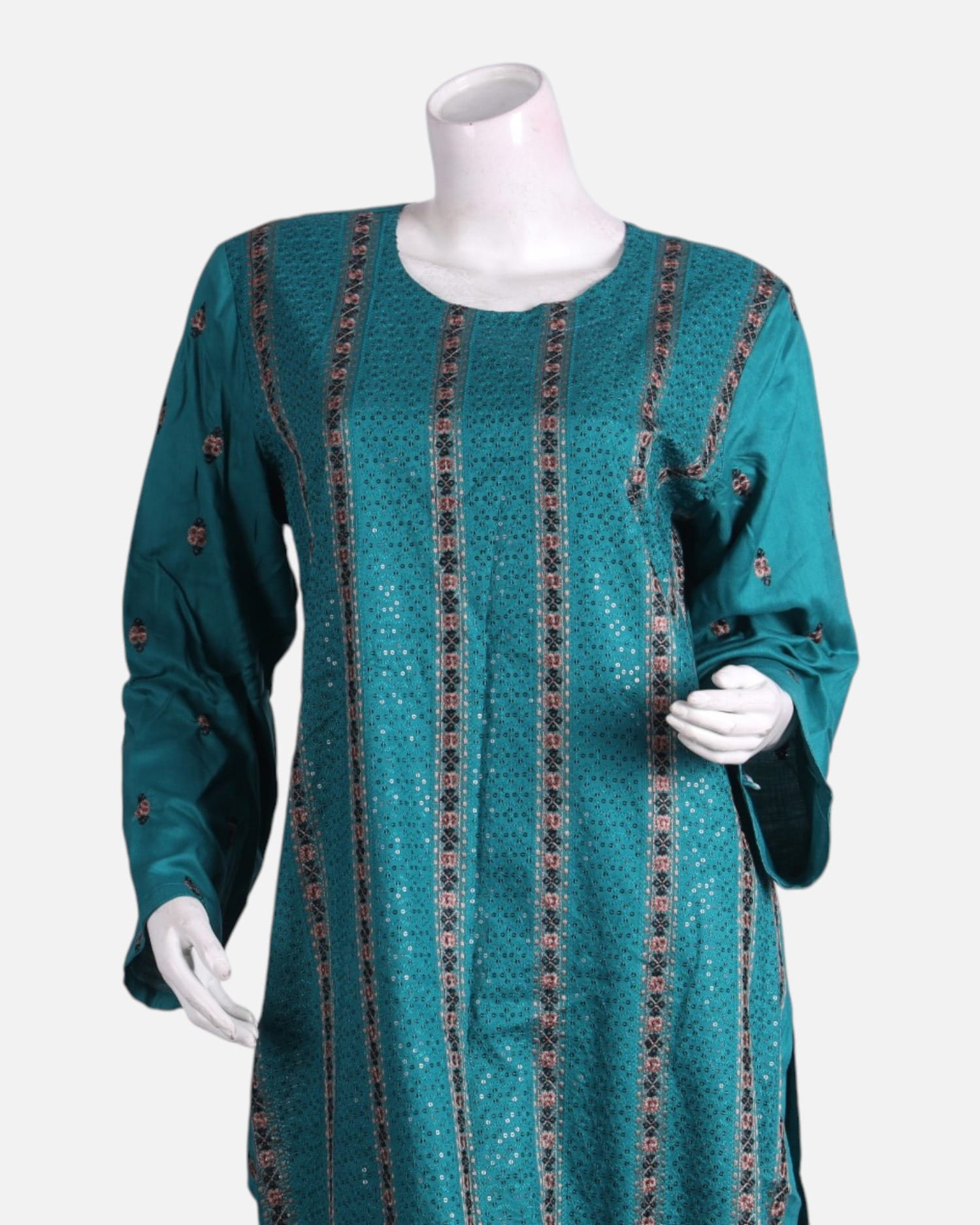Turquoise Merina Afghan Punjabi Dress Set with Chadar