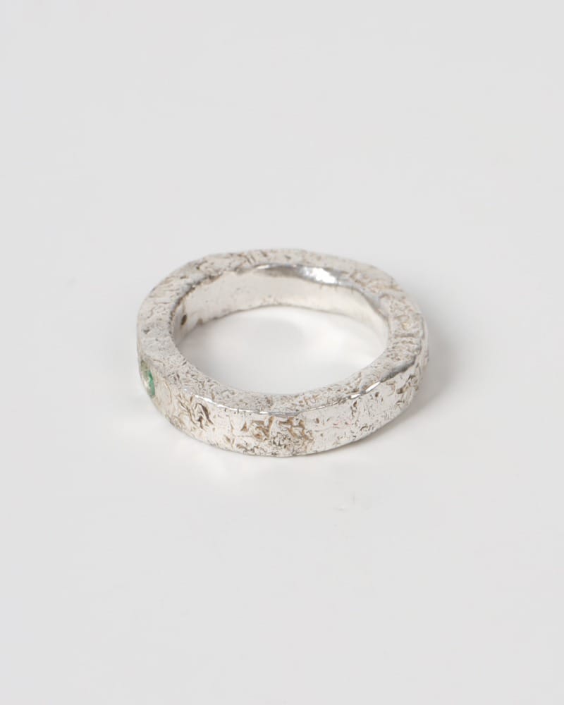Sabaz Triple Emerald Silver Ring
