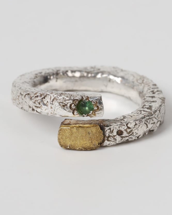 Sabaz Emerald Silver Ring Unique Handmade