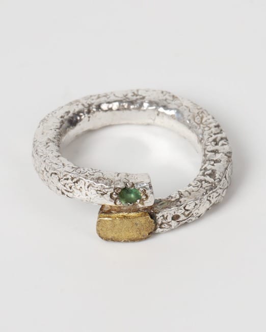 Sabaz Emerald Silver Ring Unique Handmade