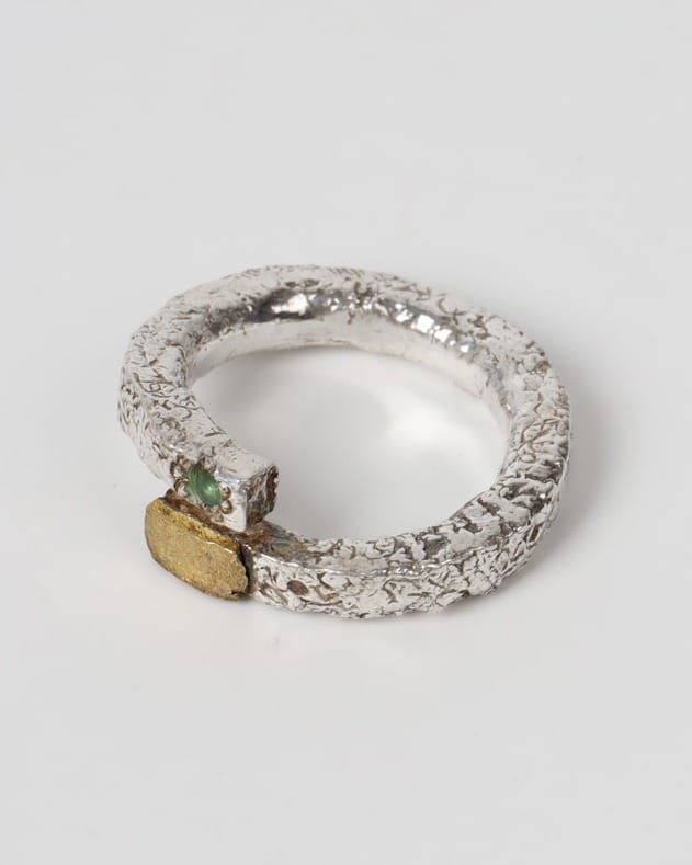 Sabaz Emerald Silver Ring Unique Handmade