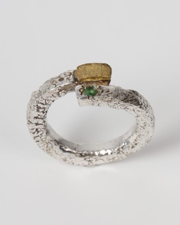 Sabaz Emerald Silver Ring Unique Handmade