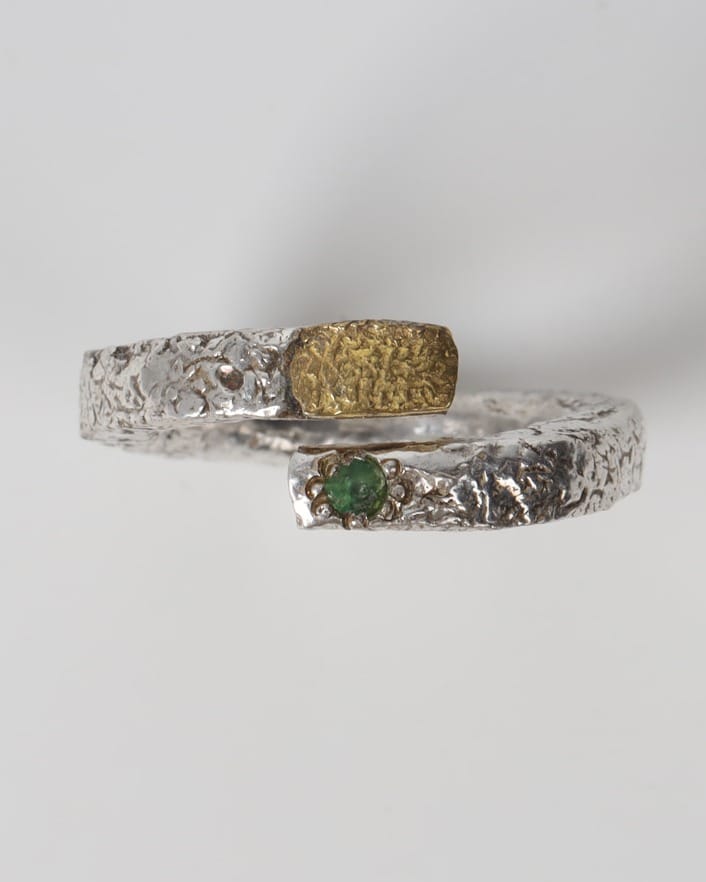 Sabaz Emerald Silver Ring Unique Handmade
