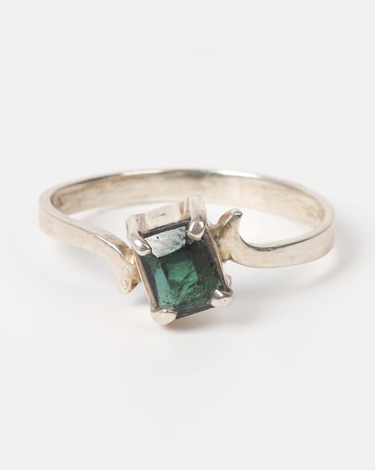 Emerald Green Tourmaline Silver Ring