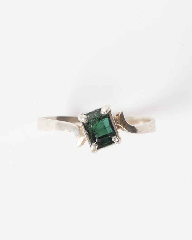 Emerald Green Tourmaline Silver Ring