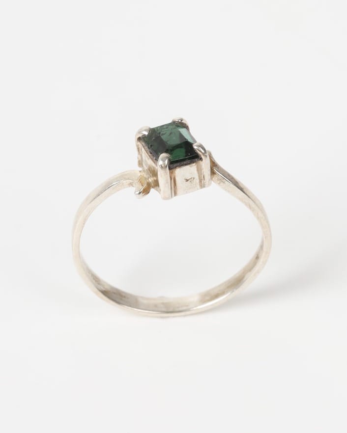 Emerald Green Tourmaline Silver Ring