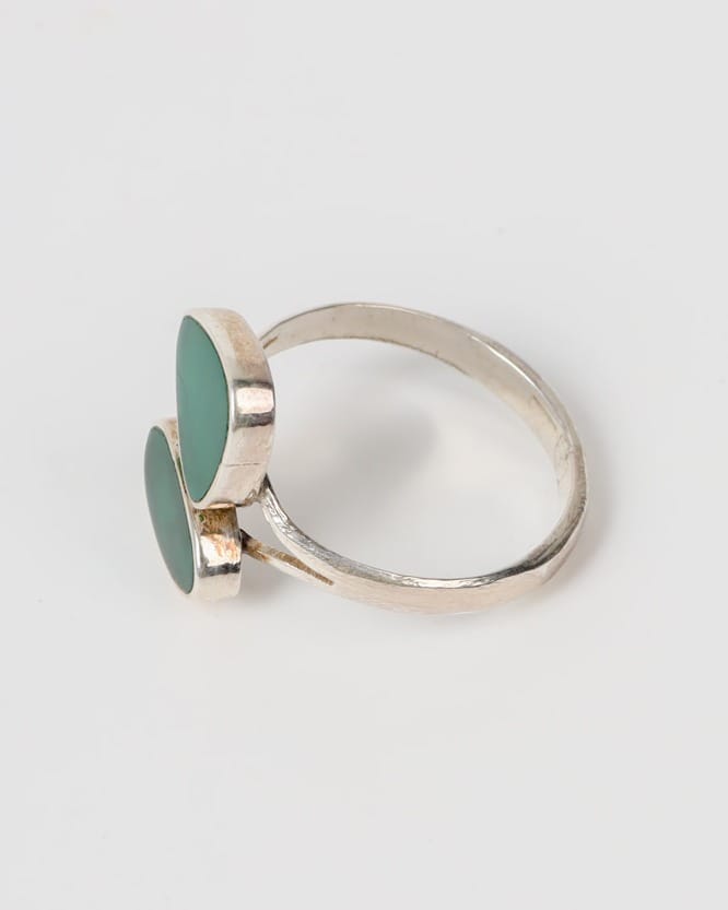 Emerald Green Double Agate Silver Ring