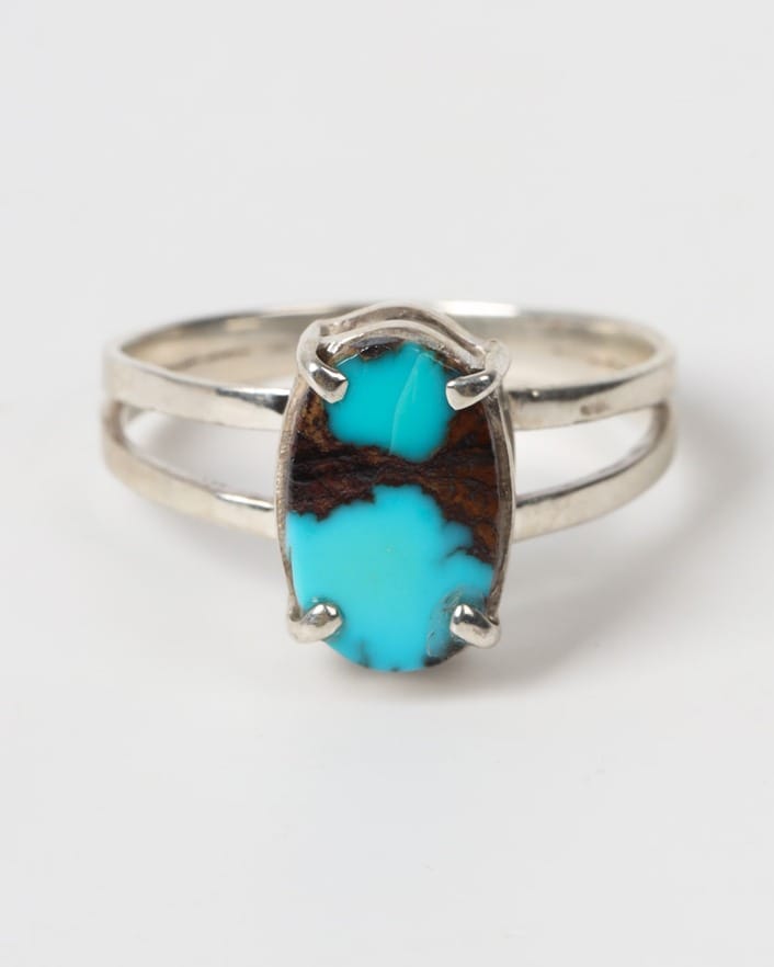 Feeroza Sky Blue Turquoise Silver Ring