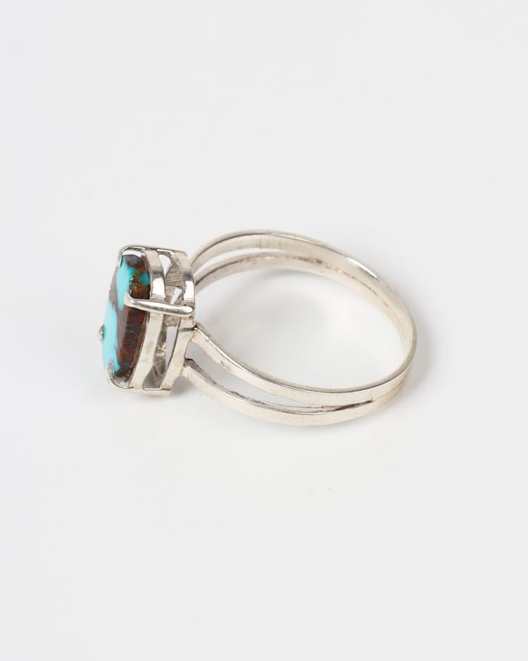 Feeroza Sky Blue Turquoise Silver Ring