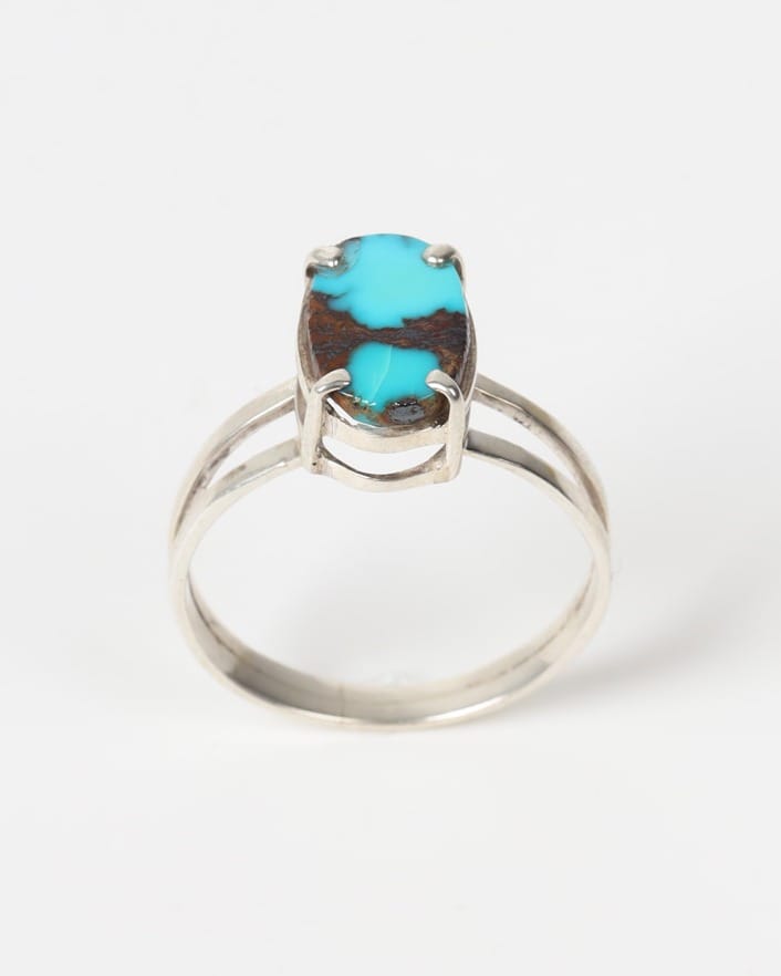 Feeroza Sky Blue Turquoise Silver Ring