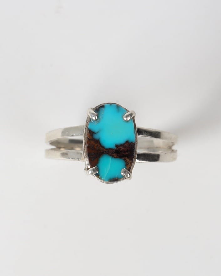Feeroza Sky Blue Turquoise Silver Ring