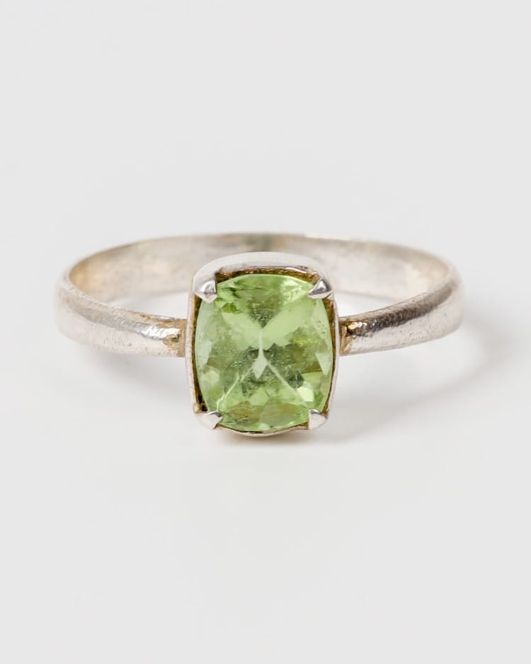 Lime Green Peridot Silver Ring