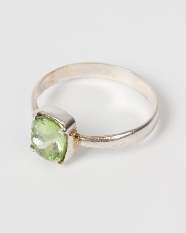 Lime Green Peridot Silver Ring