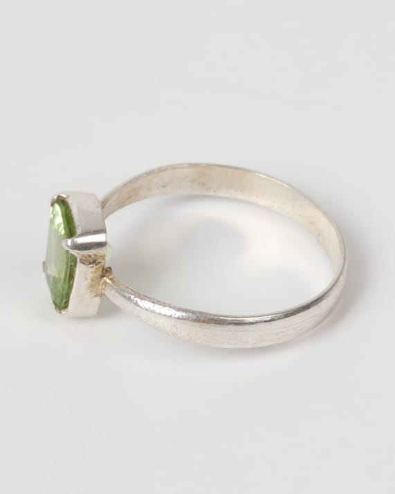 Lime Green Peridot Silver Ring