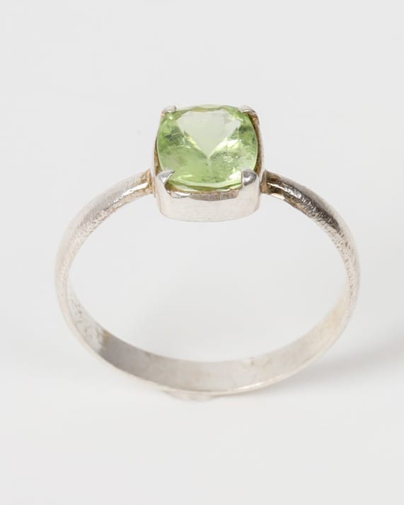 Lime Green Peridot Silver Ring