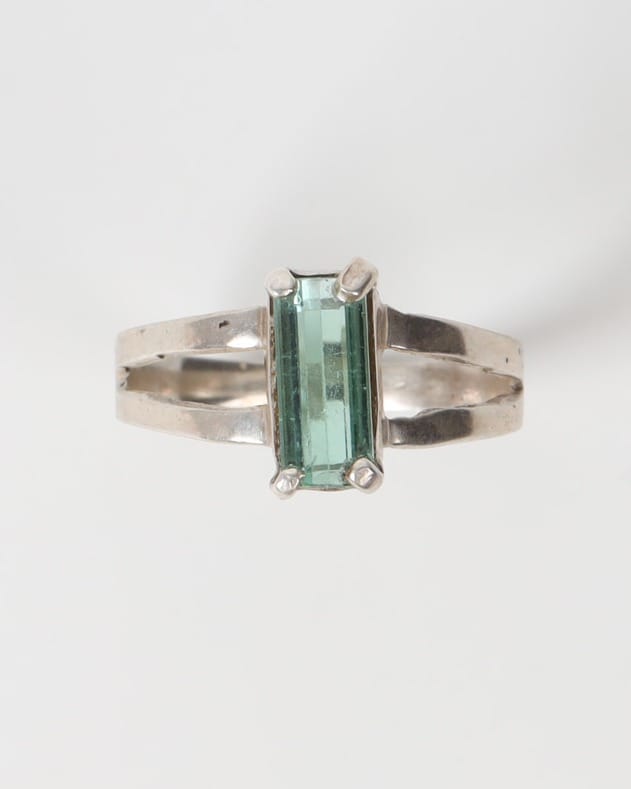 Mint Blue Tourmaline Silver Ring