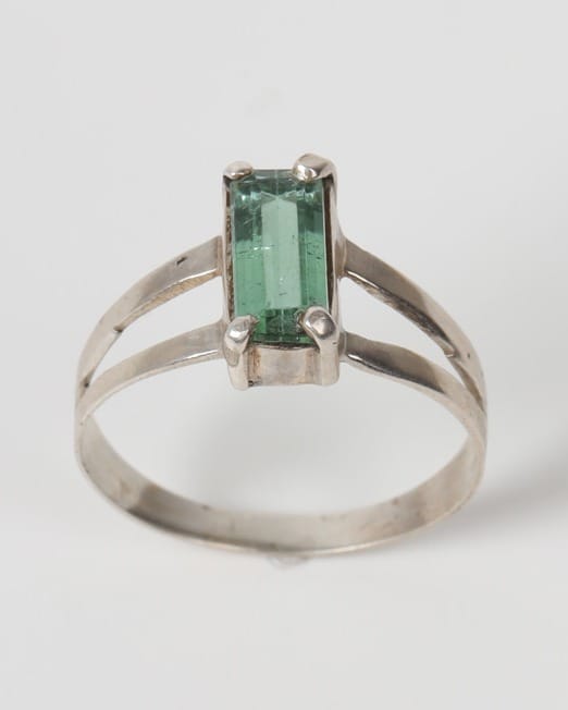 Mint Blue Tourmaline Silver Ring