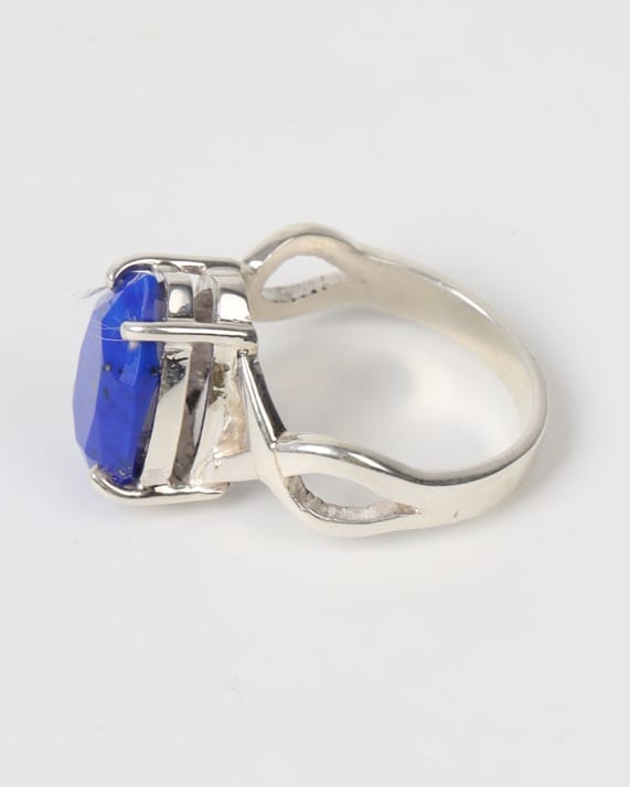 Royal Blue Lajaward Drop Lapis Silver Ring