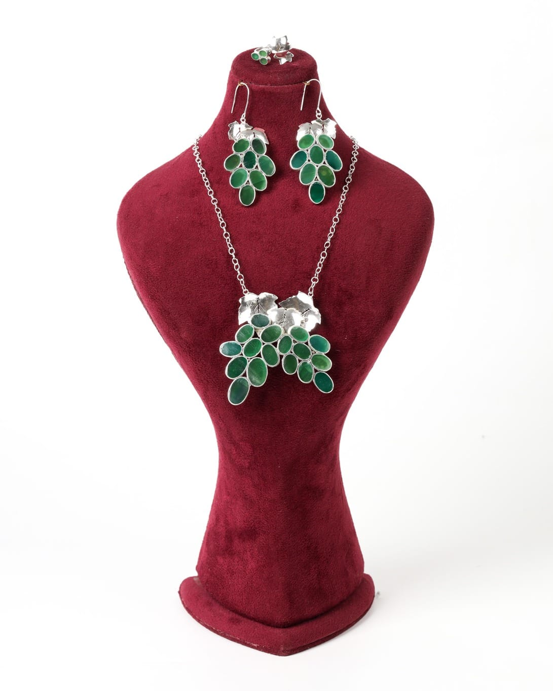 Green Agate Afghan Necklace Set