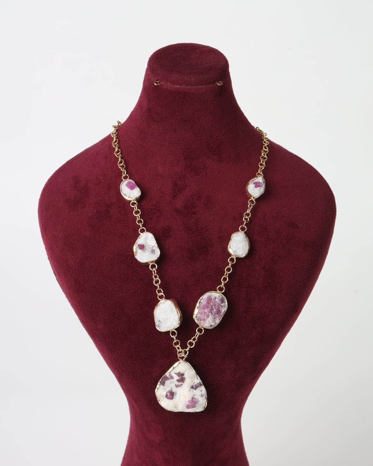 Ruby White Yaqoot Silver  Necklace