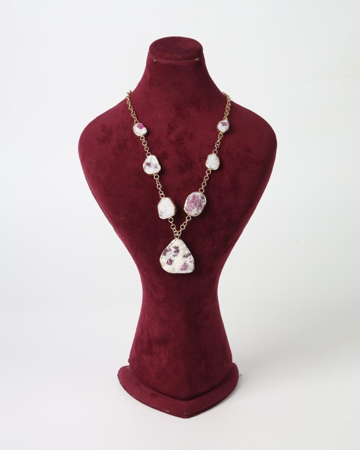 Ruby White Yaqoot Silver  Necklace