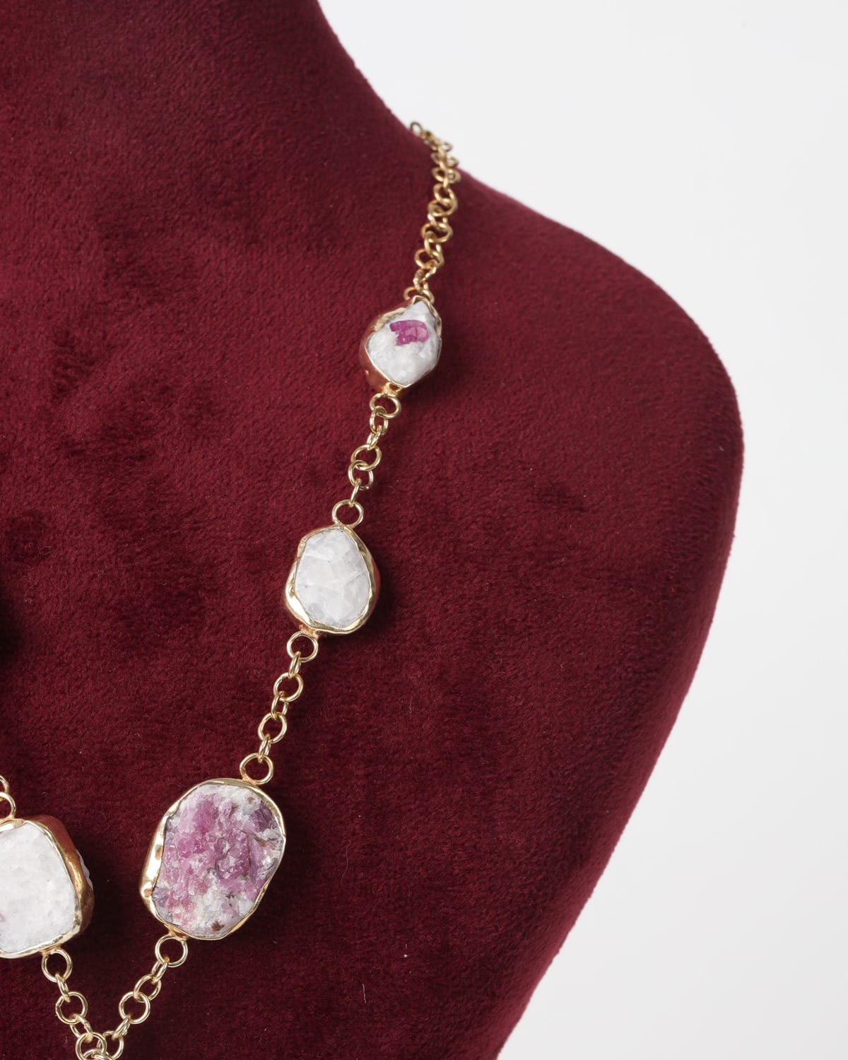 Ruby White Yaqoot Silver  Necklace