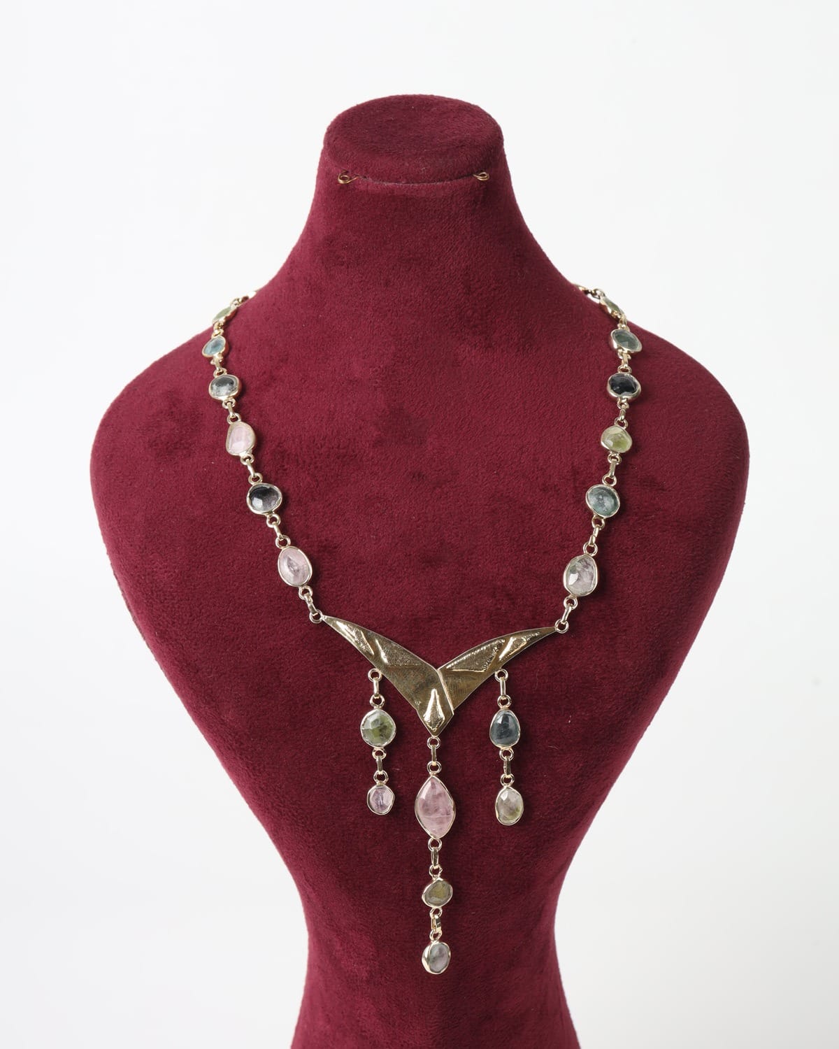 Multi Tourmaline Silver Necklace