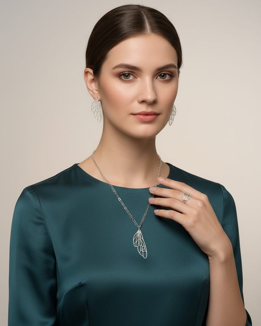 Silver Leaf Jewelry Set