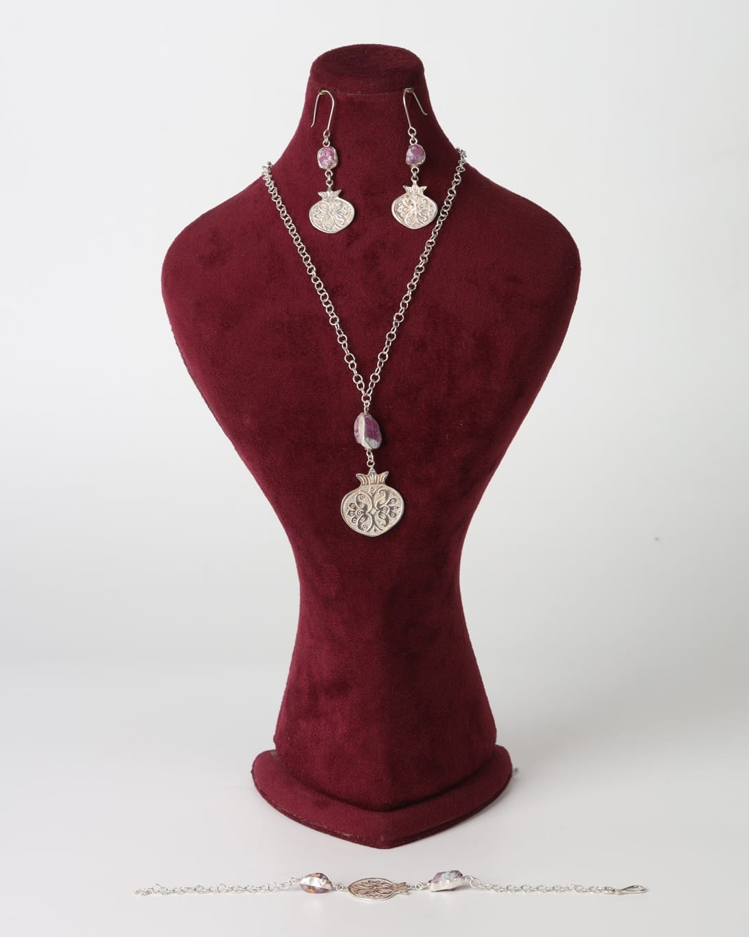 Ruby Silver Jewelry Set