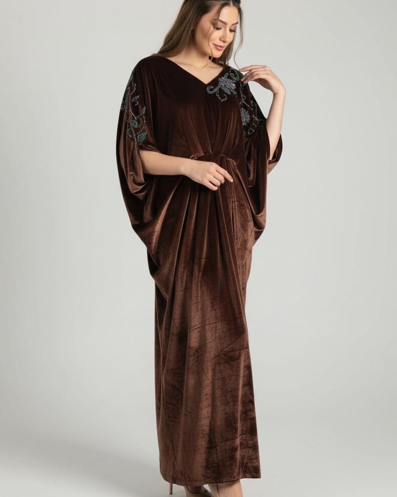 Brown Velvet Arabic Dress