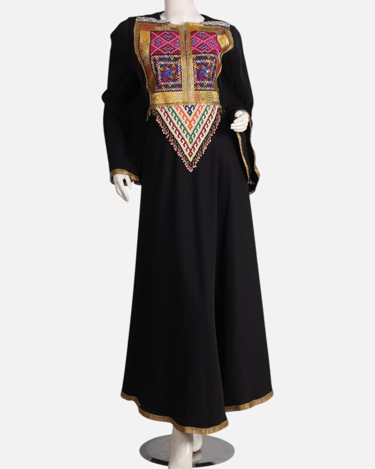 Black Afghan Dress with Arabic Patchwork