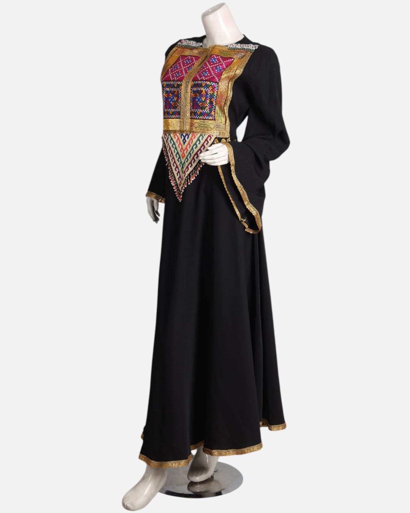 Black Afghan Dress with Arabic Patchwork