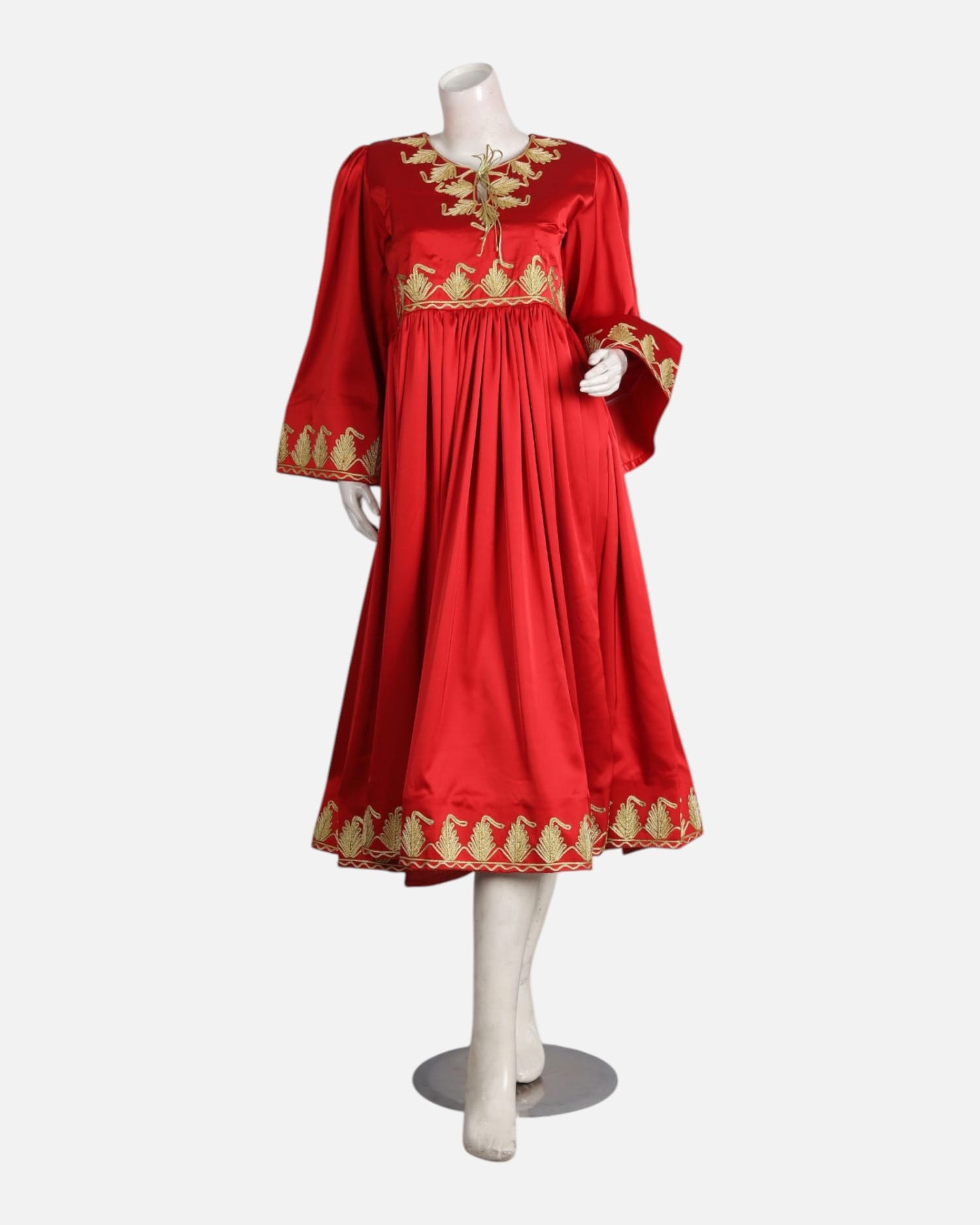 Red Silk Arabic Patch Afghan Dress