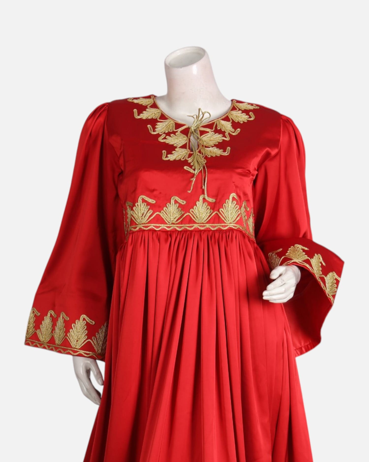 Red Silk Arabic Patch Afghan Dress