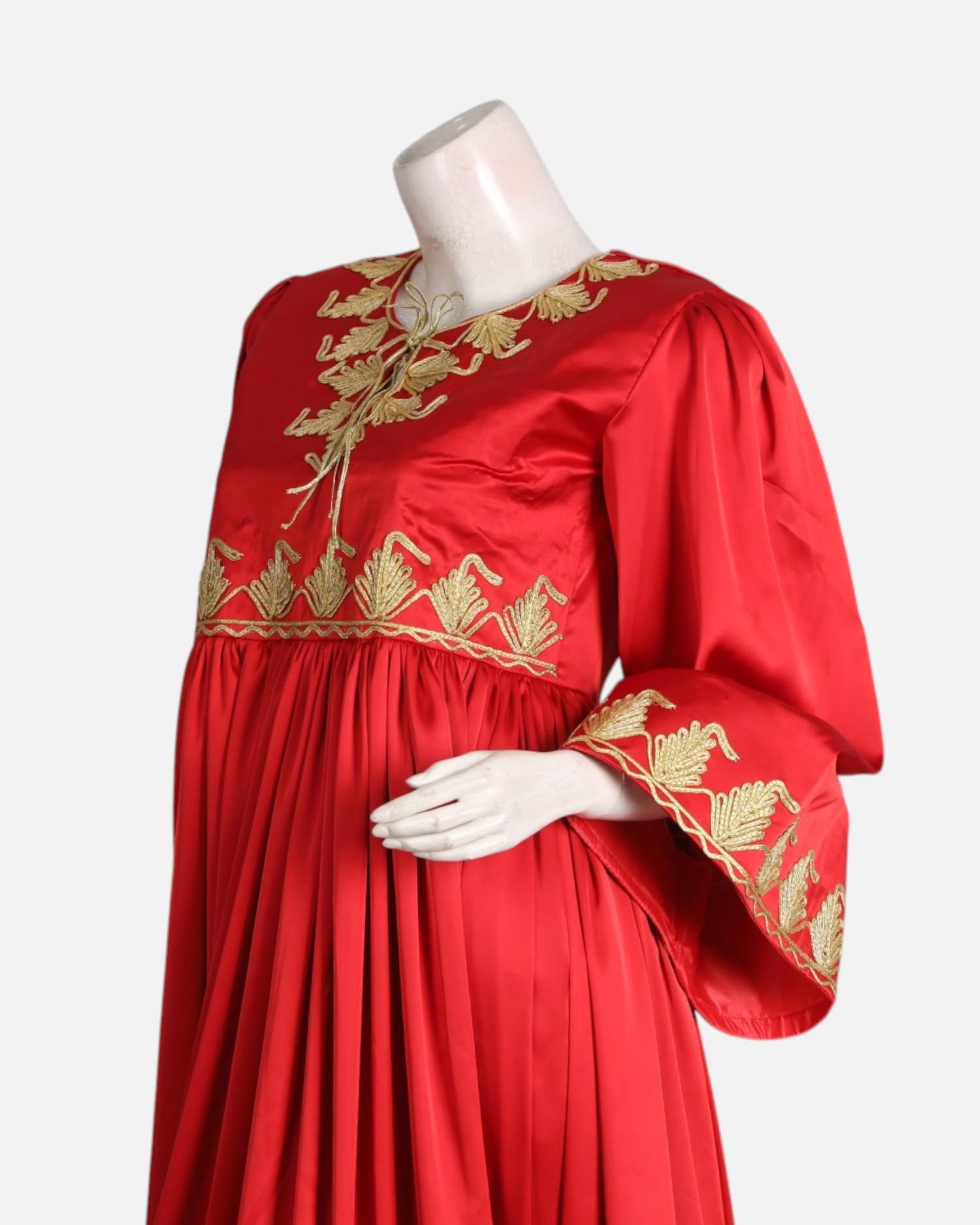 Red Silk Arabic Patch Afghan Dress