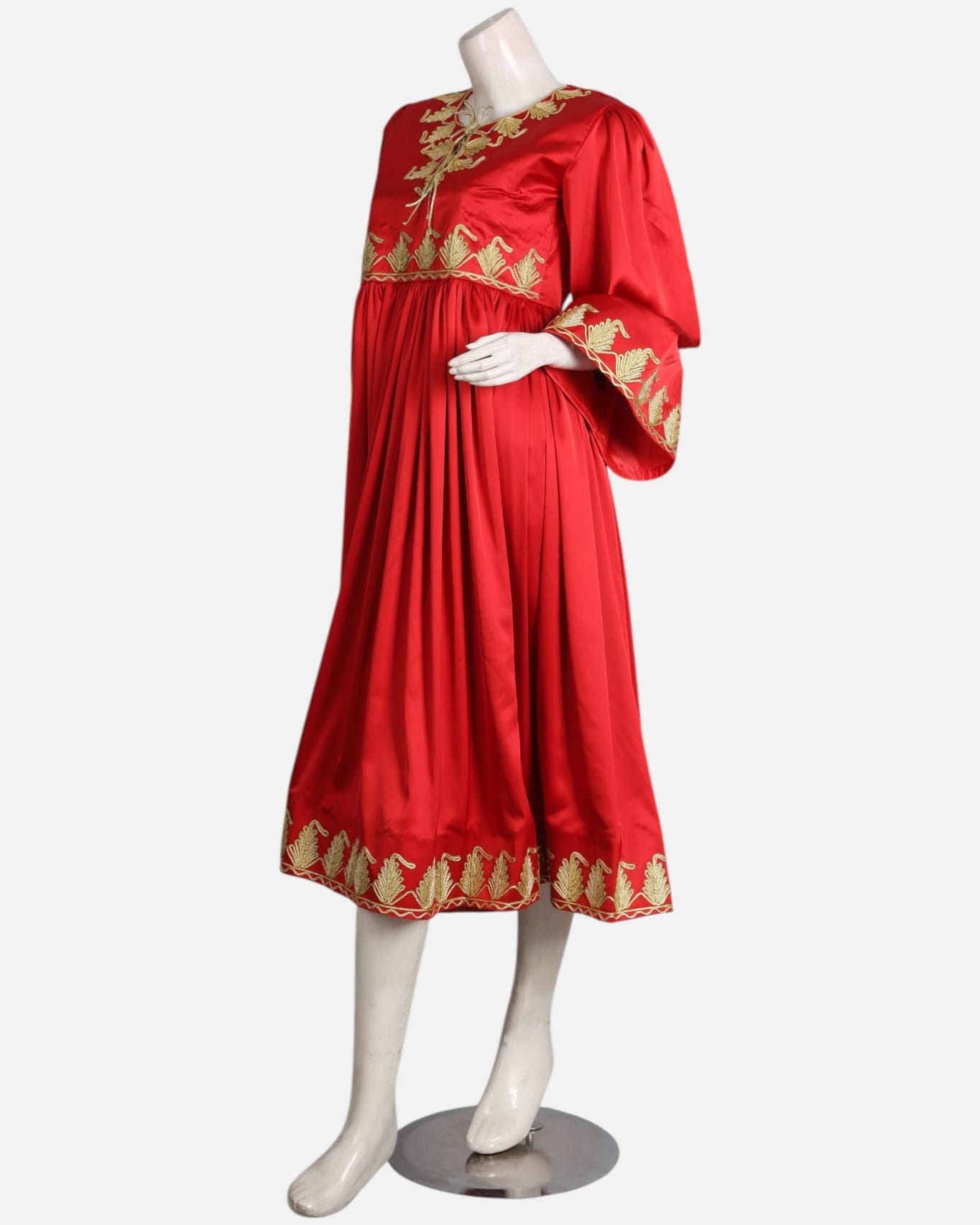 Red Silk Arabic Patch Afghan Dress