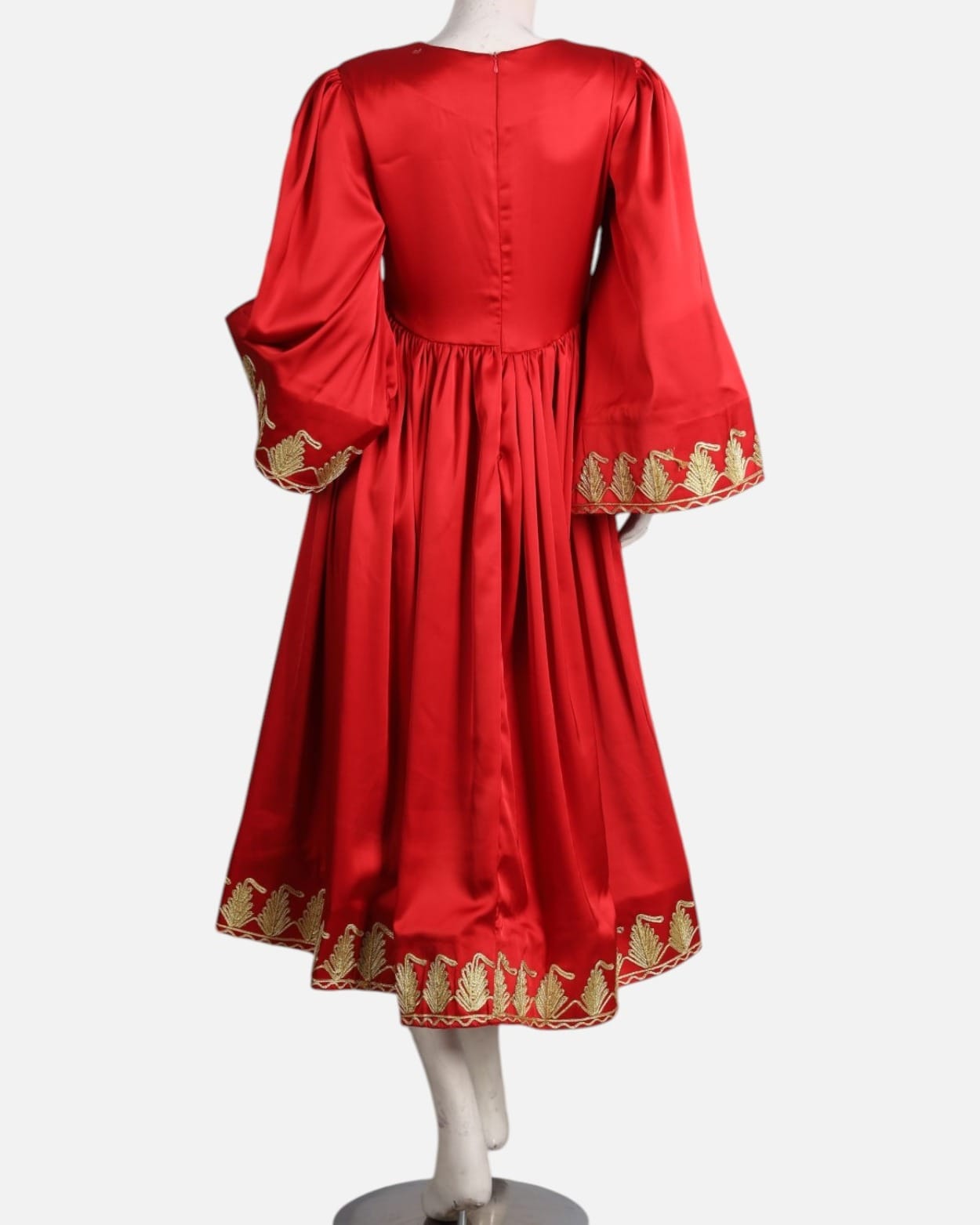 Red Silk Arabic Patch Afghan Dress