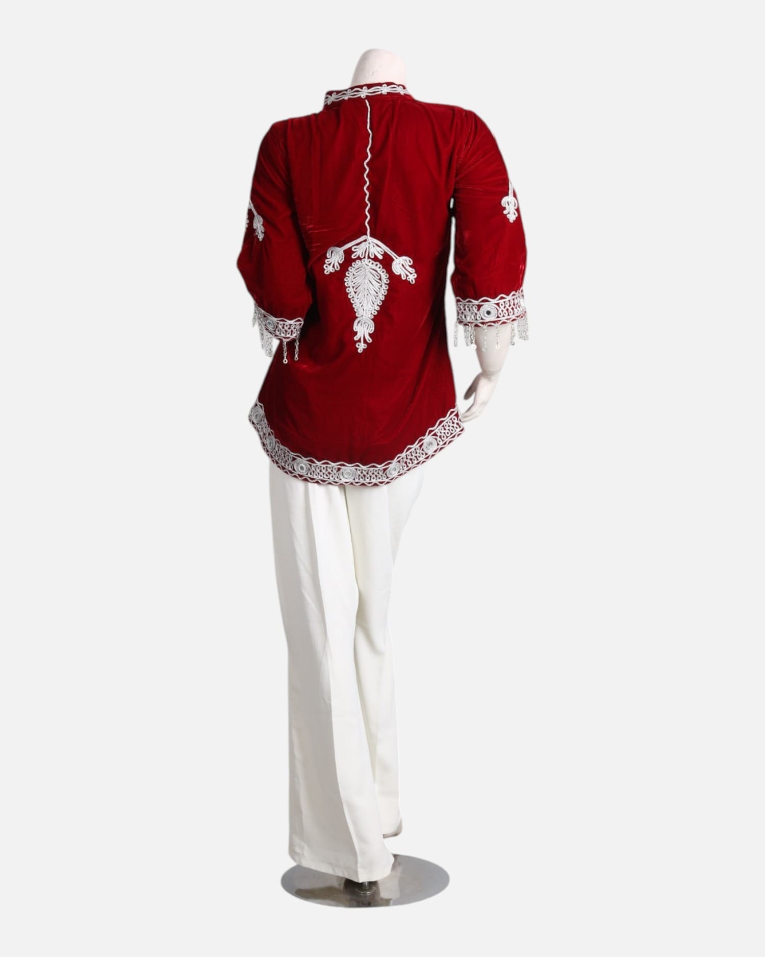 Red Velvet Afghan Embroidered Dress Set