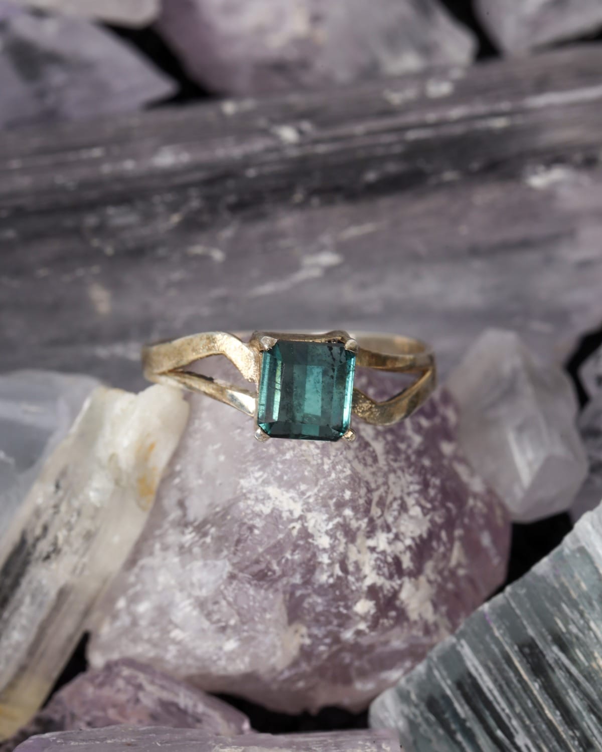 Ocean Blue Tourmaline Wave Ring – 925 Sterling Silver Gemstone Ring
