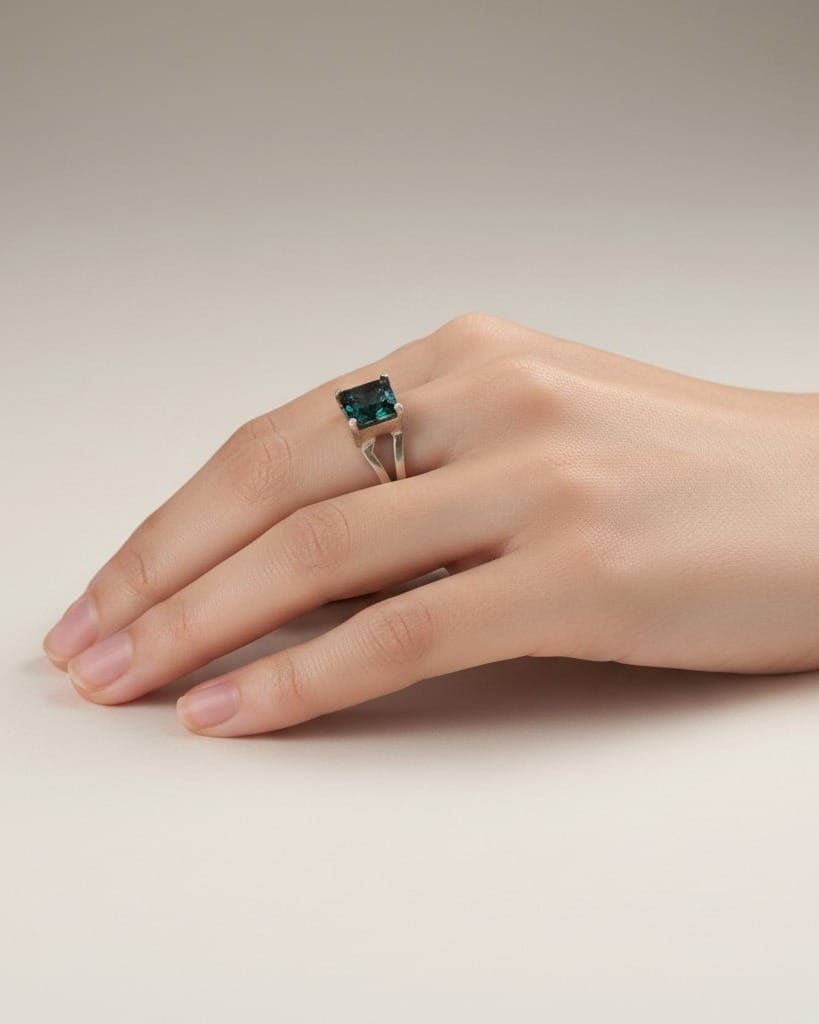 Ocean Blue Tourmaline Wave Ring – 925 Sterling Silver Gemstone Ring