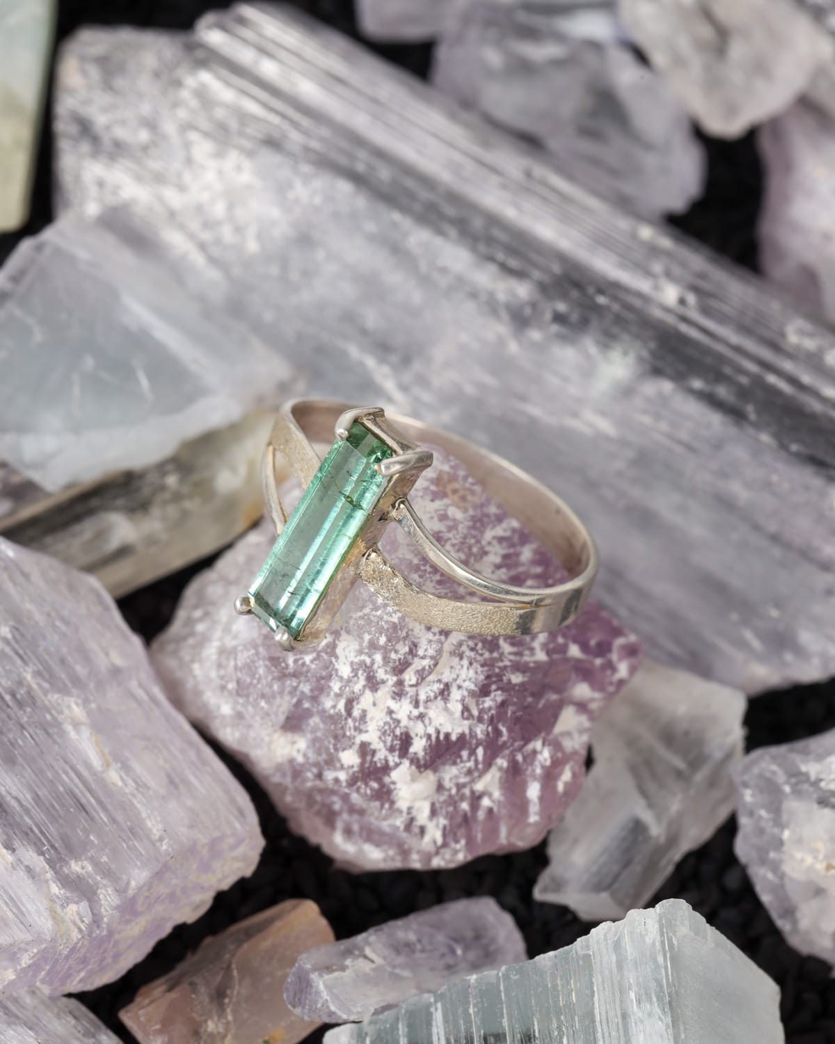 Mint Green Tourmaline Ring in 925 Sterling Silver