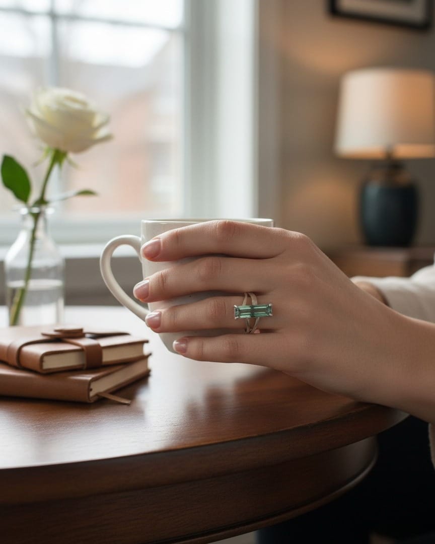 Mint Green Tourmaline Ring in 925 Sterling Silver