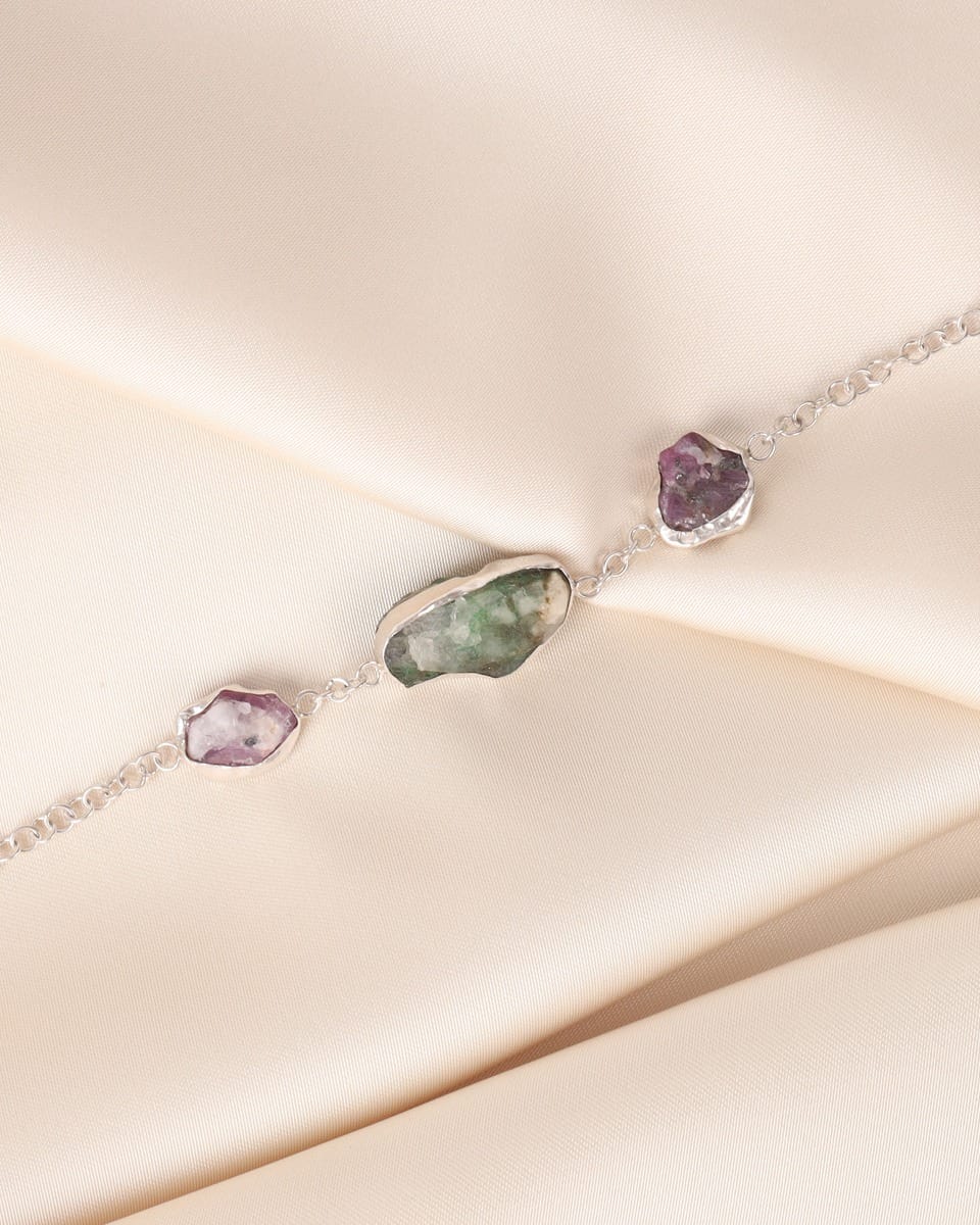 Ruby Emerald Raw Stone Bracelet