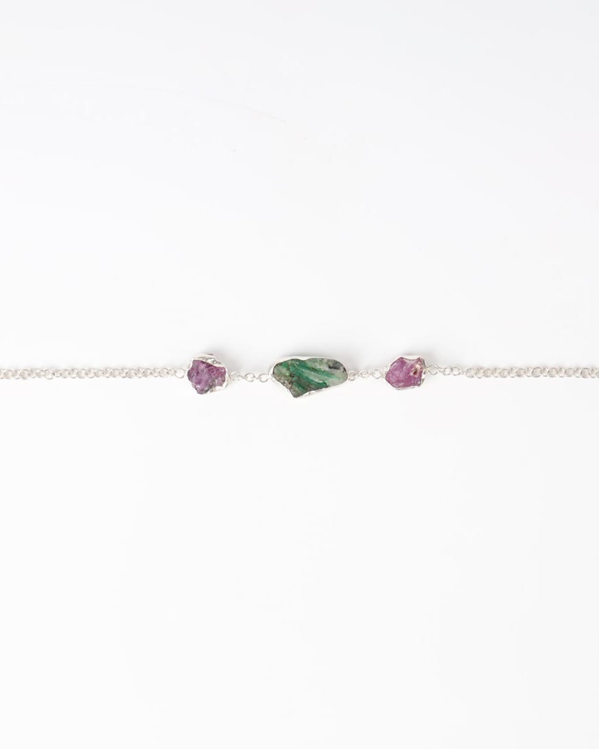 Ruby Emerald Raw Stone Bracelet