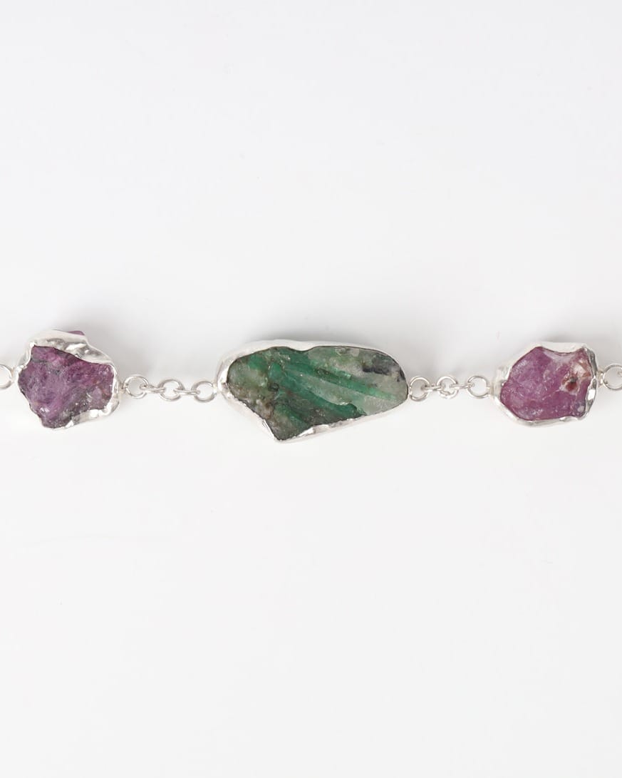 Ruby Emerald Raw Stone Bracelet