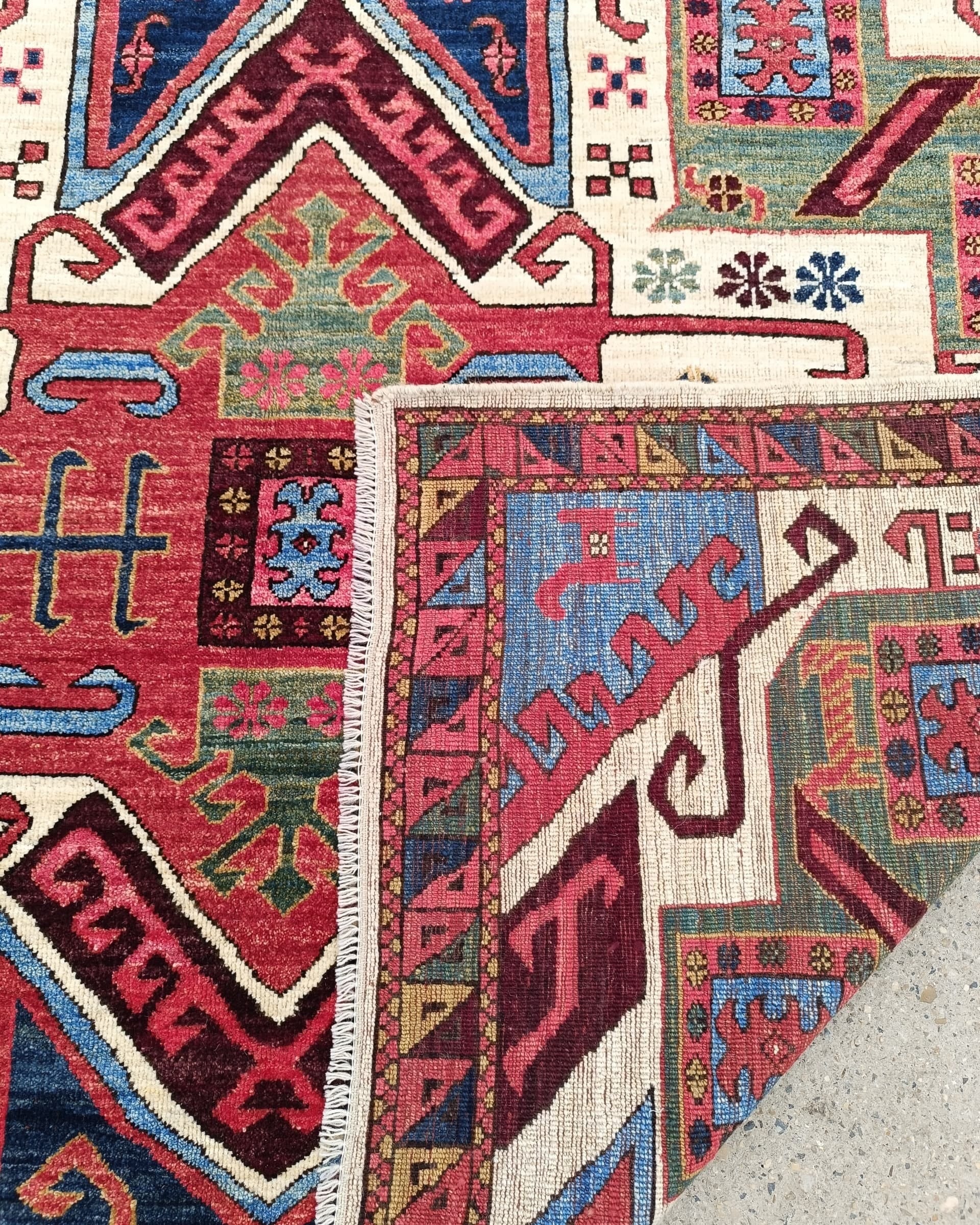 Red Kazak Handmade Carpet With Nice Colorations