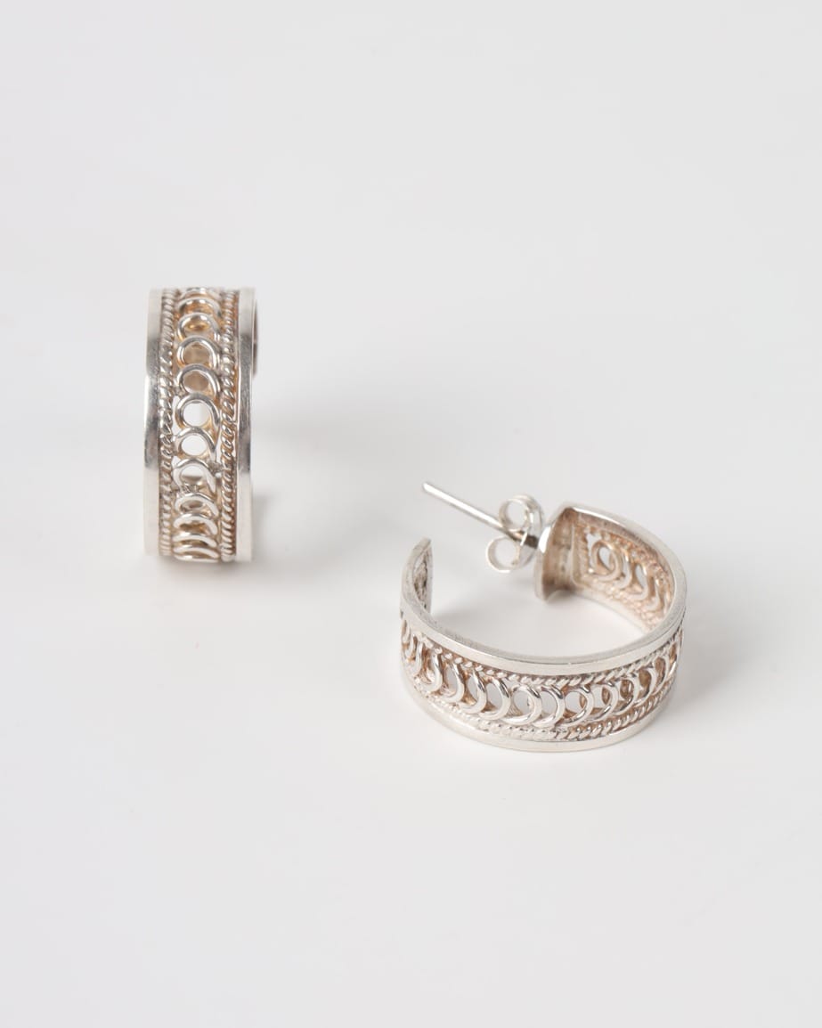 Silver Filigree Hoop Earrings – Pari Dokht Design | 925 Sterling Silver