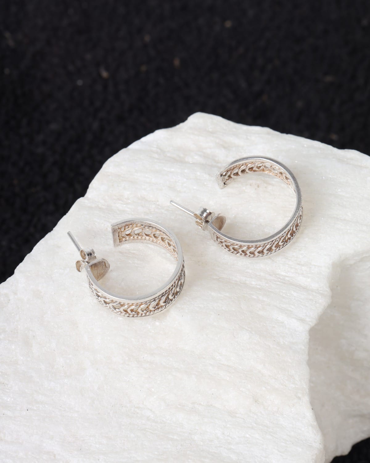 Silver Filigree Hoop Earrings – Pari Dokht Design | 925 Sterling Silver