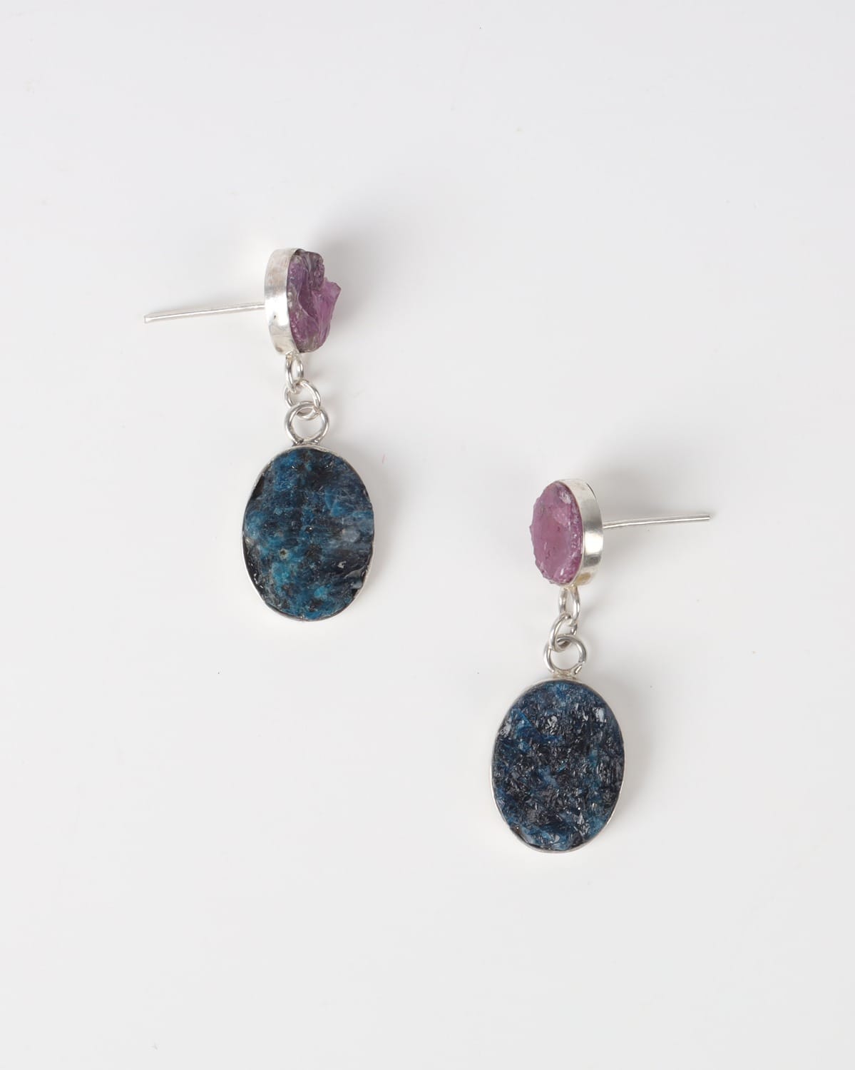 Blue Pink Gemstone Earrings